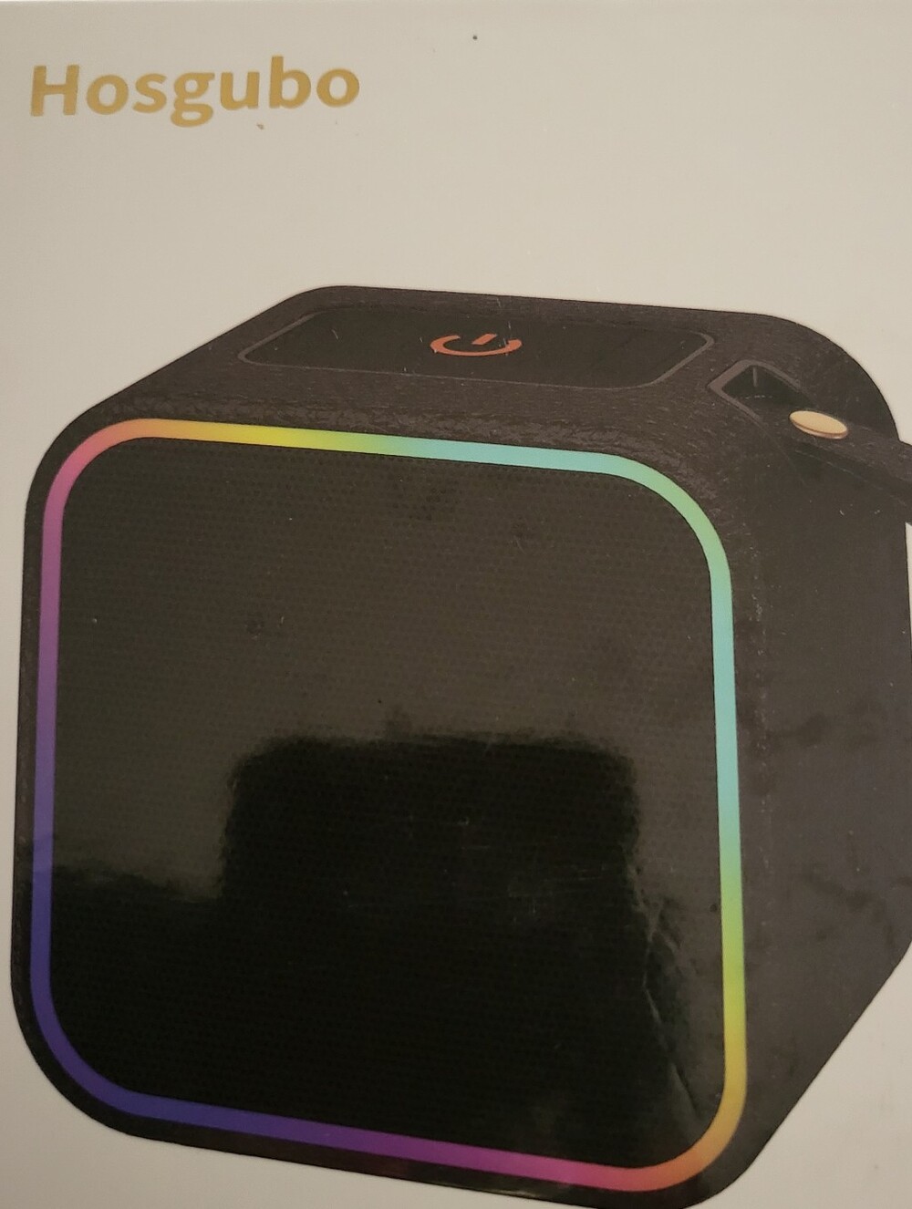 Portable Black Bluetooth Speaker with Rainbow Accent